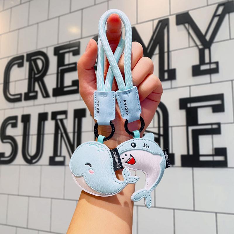 High Quality Blue Dolphin Shark Doll Keyrings Ornament Multipurpose Backpack Pendant With Lanyard Keychain