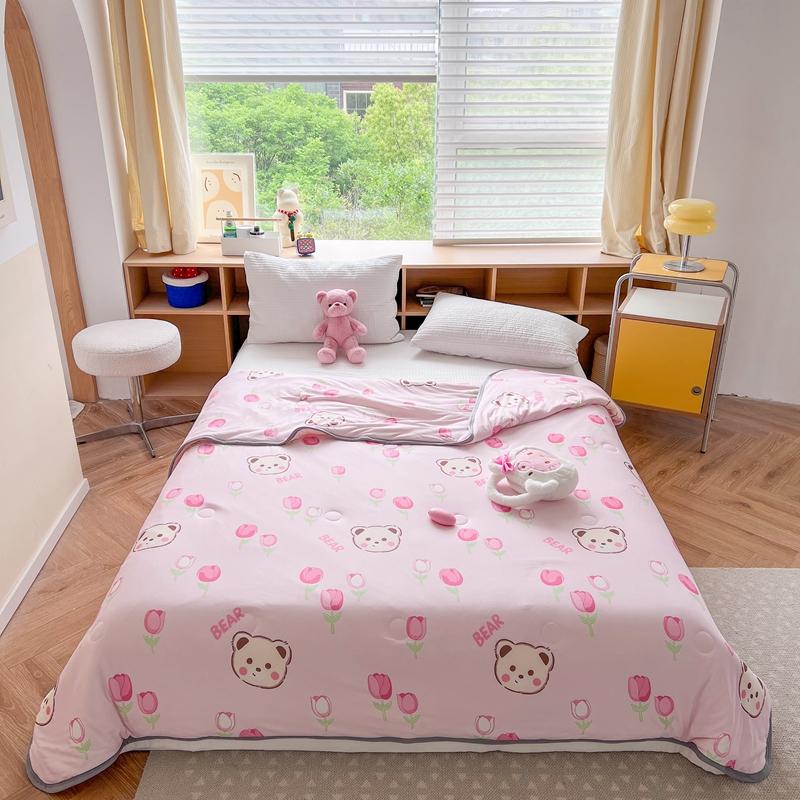 Cartoon Dinosaurs Penguins Summer Quilt Funny Animals Pattern Air-conditioning Cool Comforter Breathable Soft Thin Blanket