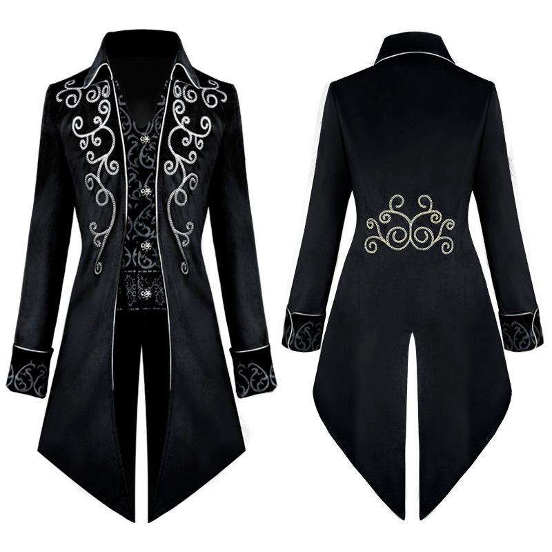Gothic Victorian Tailcoat Jacket Men Steampunk Medieval Cosplay Costume Male Pirate