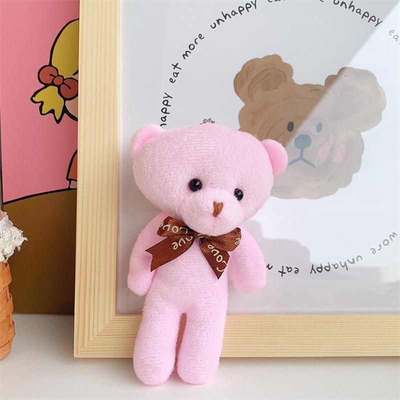10Pcslot Bear Plush Toys Mini Bear Stuffed Doll Keychain Soft Stuffed Toy Keychain Bag Pendant Wedding Decoration Birthday Gift