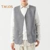 Men Waistcoat V-Neck Sleeveless Single-Breasted Vest Coat Solid Color Velvet Lined Warm Vest Jacket with Pockets