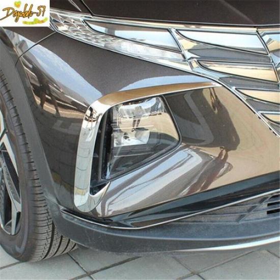 Chrome Front Fog Lamp Light Eyebrow Cover Trim For Hyundai Tucson - New