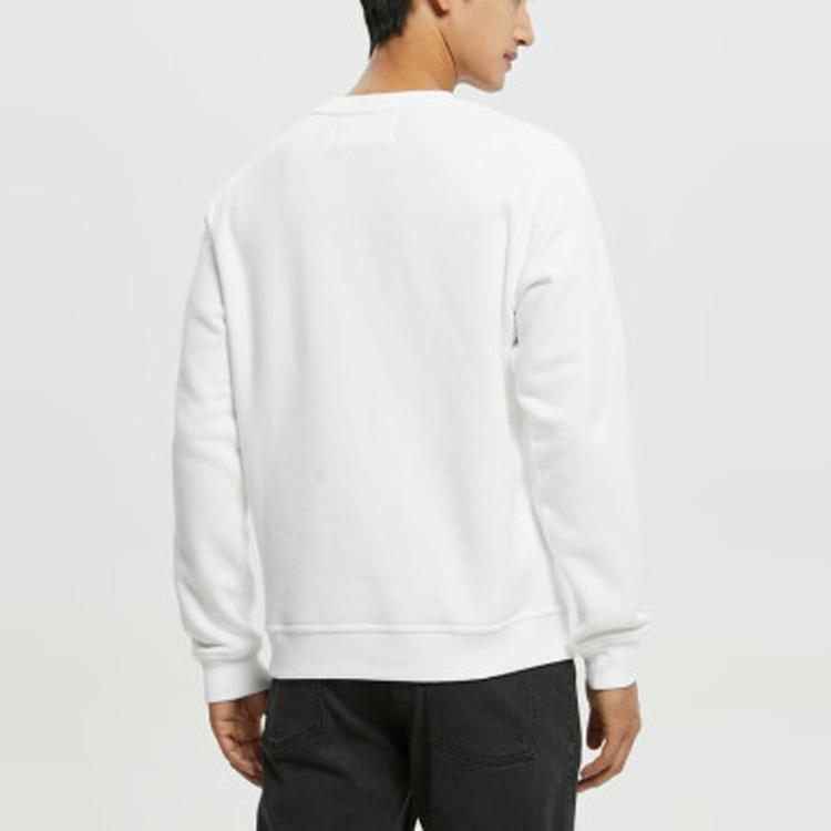 Calvin Klein Casual Crew Neck Simple Color Block Letter Pullover Sweatshirt Men sweatshirt White ZM02084-YAF