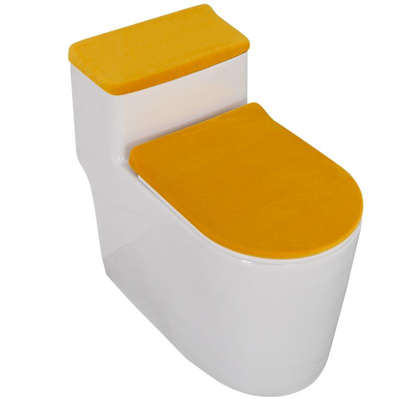 Stretch Velvet Toilet Lid Cover and Toilet Tank Lid Cover, Bathroom Toilet Lid Cover Set with Elastic Bottom, Machine Wash