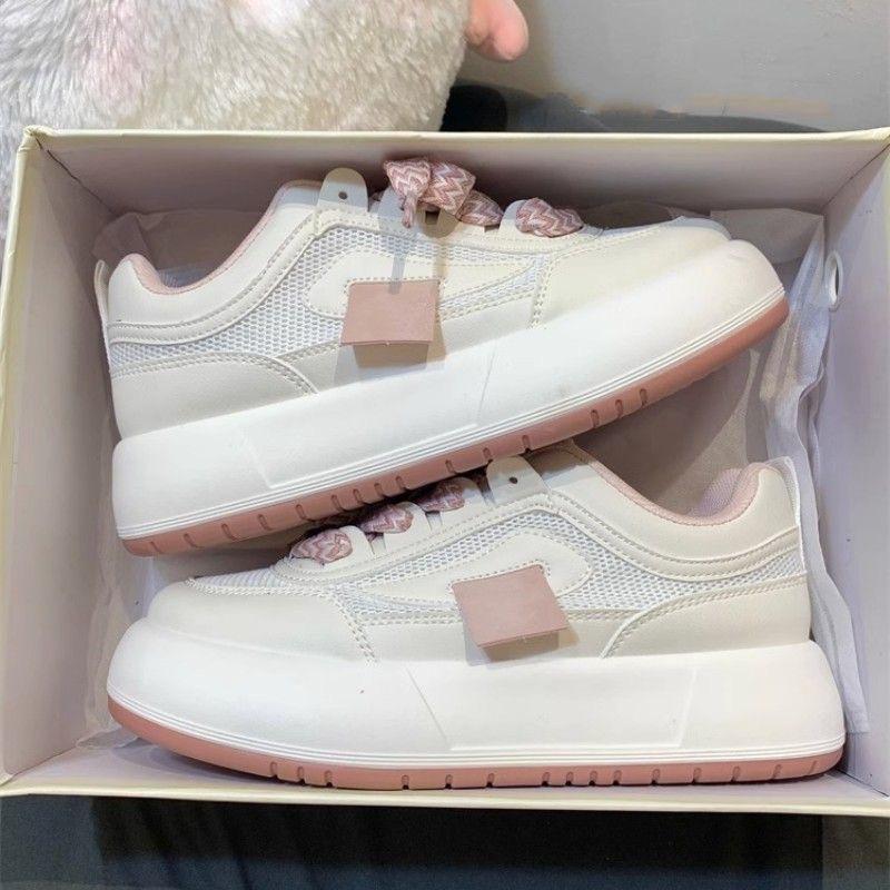 Mesh Breathable Bread Shoes Summer New Ins Versatile Board Shoes Platform White Shoes