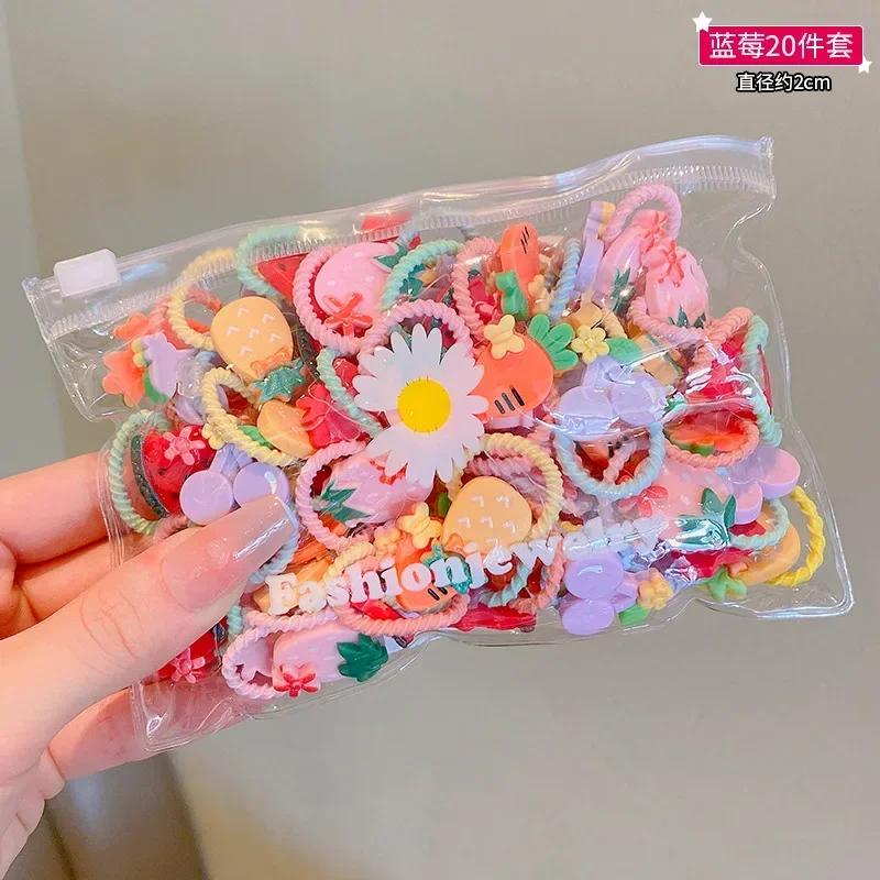 

10/20Pcs/Lot Acrylic Cartoon Flower Bow Holder Kids Headwear Girl Hair Accessories Fashion Children DIY Elastic Bands 10pcs