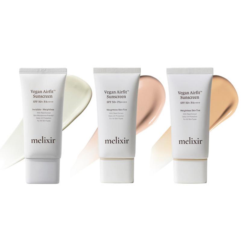 MELIXIR Veganský opalovací krém Airfit™ / 50ml SPF50+ PA++++ 3 typy K-Beauty
