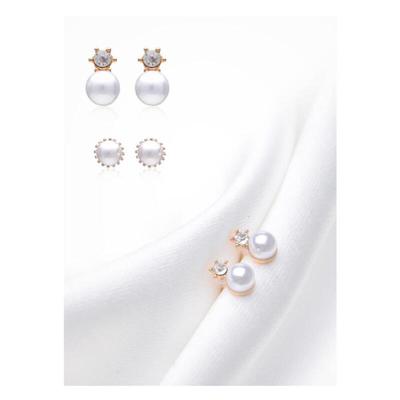 Women's Pearl Cubic Mix Interview Look Earrings