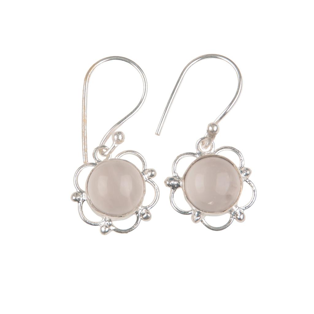 Natural Rose Quartz Gemstone 925 Sterling Silver Jewelry Handmade Earrings1.40" EE-56-19