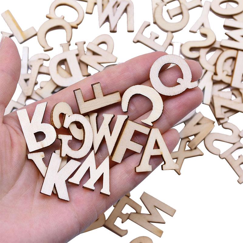 100Pcs Random Mixed Wooden Letters Alphabet English Number Digtal DIY Scrapbooking Arts Crafts Wedding Embellishments Decoration
