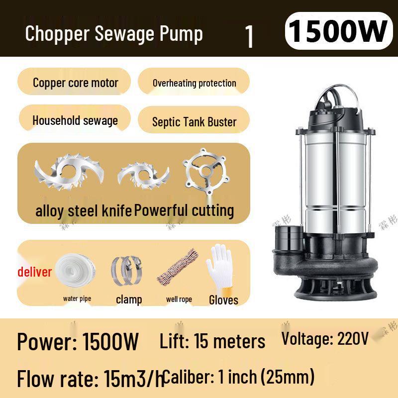 High-Power Submersible Sewage Cutting Pump for Feces, Biogas, and Septic Tanks