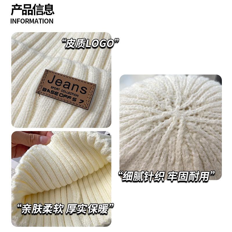 Wool Hat Women's Winter Korean Fashion Versatile Labeling Letter Knitted Hat Winter Thermal Ear Protector Cover Hat Men