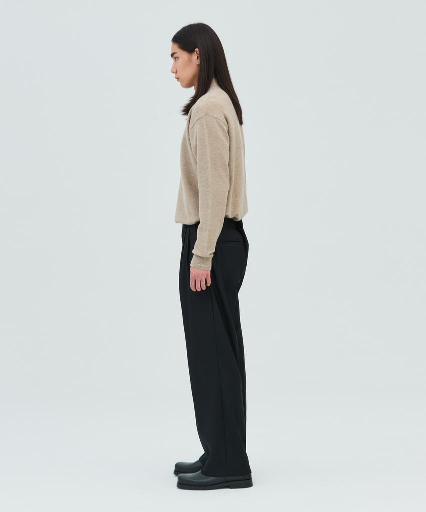 LEIRE Minimal Wool Mock Neck Knit [Beige]