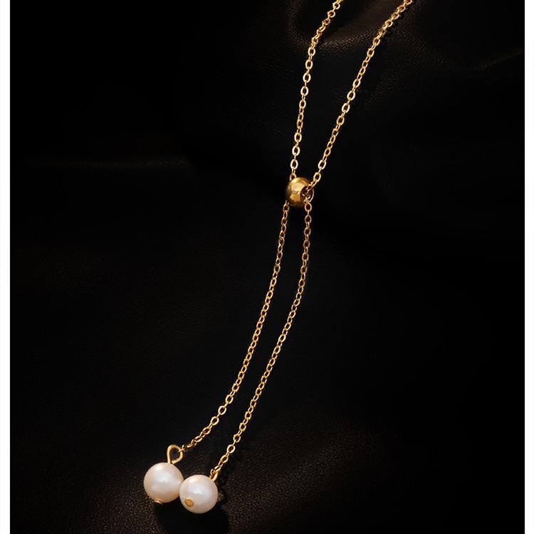 Vintage fashion fringed freshwater pearl necklace ins tide Internet celebrity cold wind collarbone chain European and American neck chain