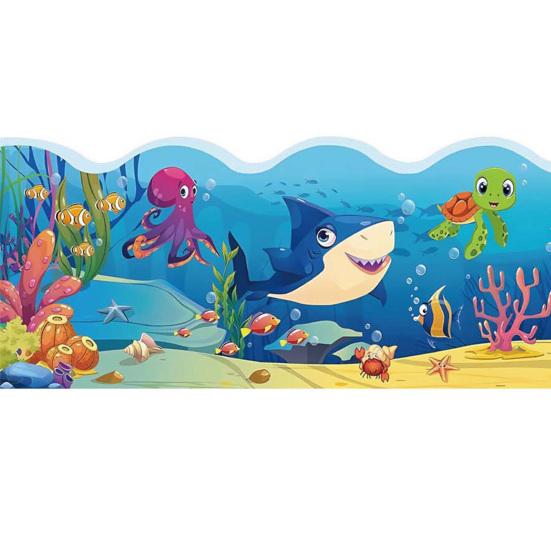59ft Ocean Bulletin Board Border Under The Sea Die Cut Trim Border Roll Back To School Bulletin Board Decoration for School Classroom Door Wall Decor