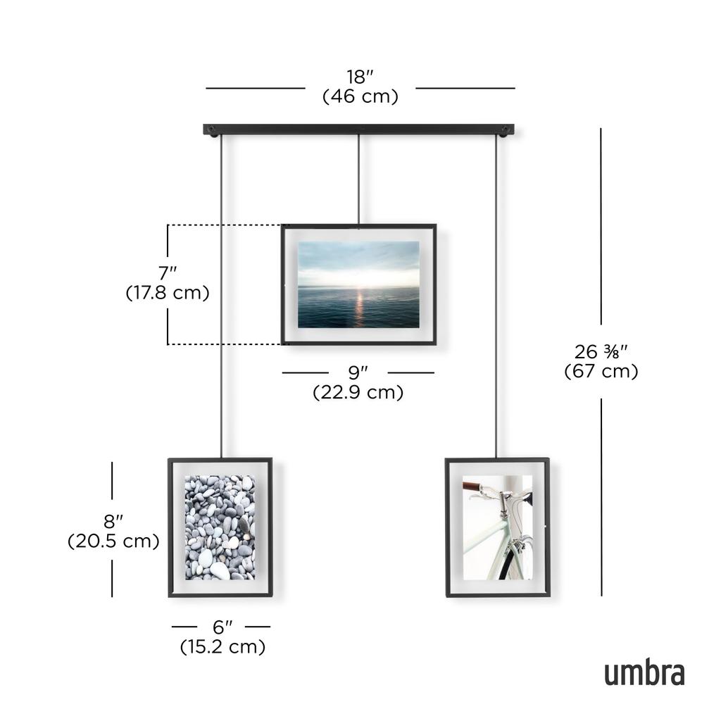 Umbra Wall Display Photo Frame, Black, W49 x D25 x H6cm, EXHIBIT 21016057040