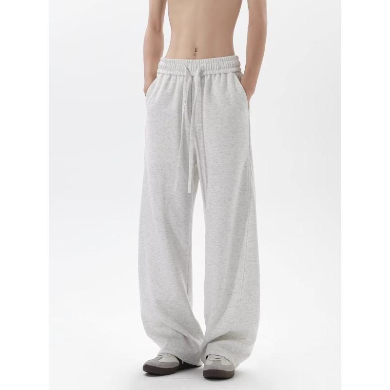 Men American Retro Heavyweight Patchwork Wide Leg Casual Sports Sweatpants