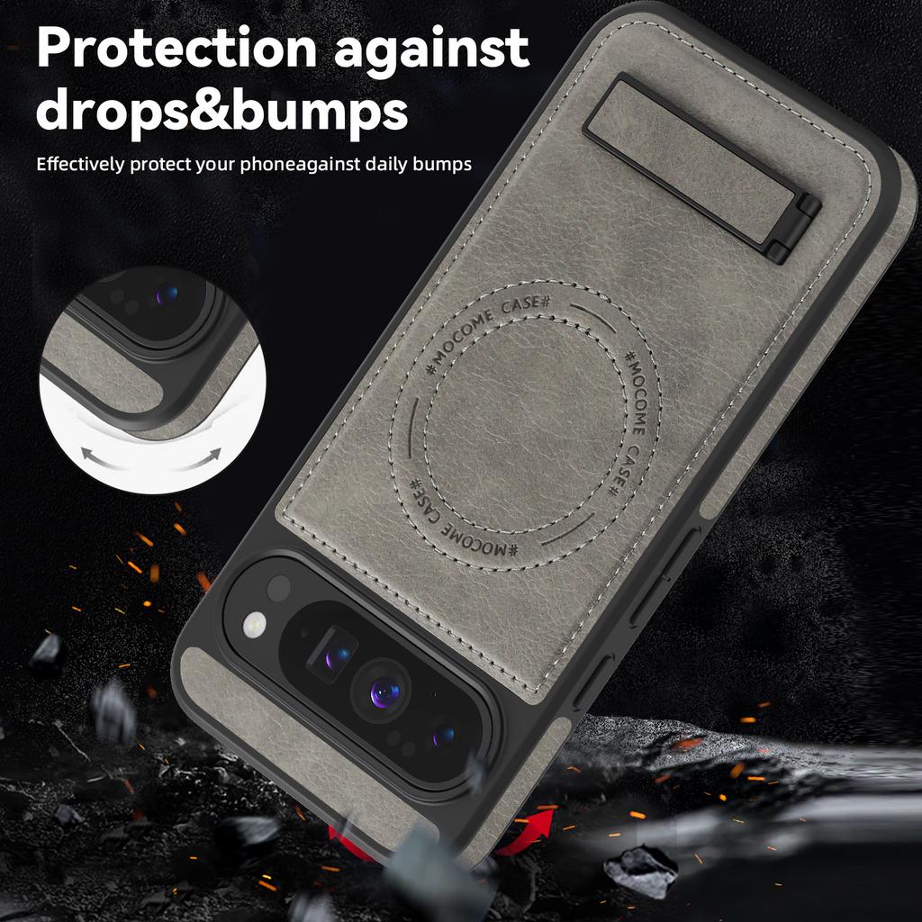 Pu Leather Phone Case for Google Pixel 10 Pro Xl 9a 9proXl 8 Pro Magnetic Charging Invisible Bracket Anti Drop Protective Cover