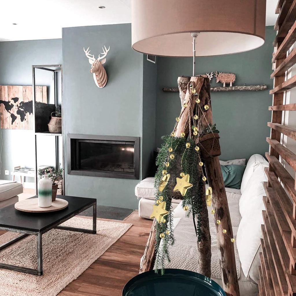 1 Roll Star Bead Garland Golden String Garland Christmas Tree Hanging Garland Beads for Wedding Christmas Decoration Wrapping Packging Golden