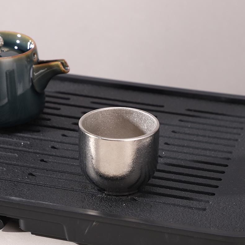 

Новый стиль Чистый титан Двухслойная Маленькая чайная чашка с дизайном Кристальный ледяной цветок 100ml