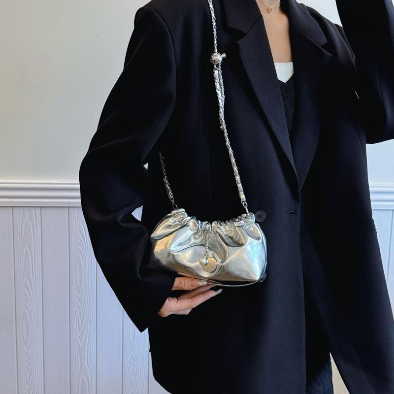 Bag Women's 2025 Summer New Small Square Bag Korean Folded Portable Messenger Bag Chain Underarm Cloud Shoulder Bag