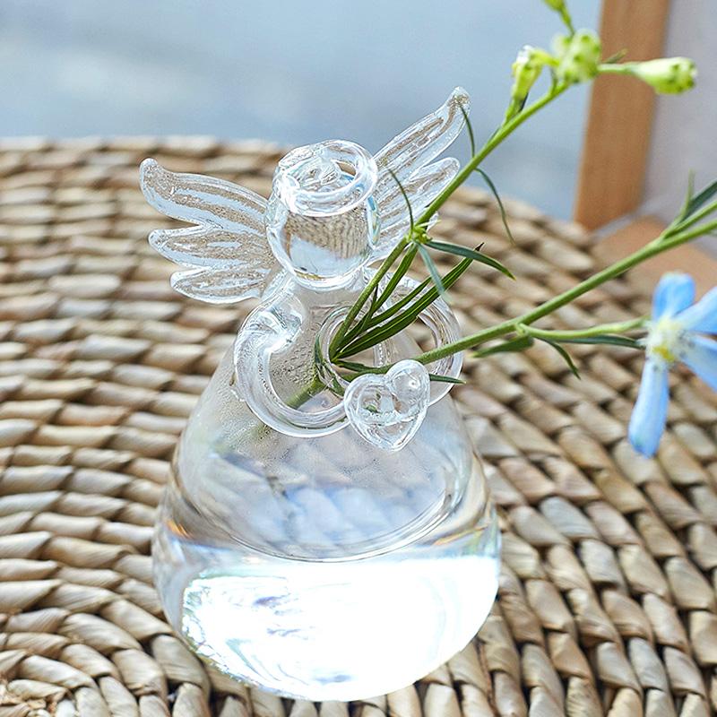 1PC Glass Vase Living Room Office Desktop Ornaments Angel House Decoration Hydroponic Flower Vase