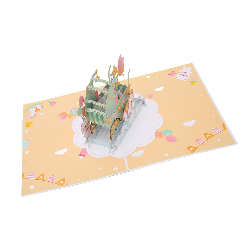 3D Baby Shower Card Cartoon Style Thick Paper Detailed Texture 3D Greeting Cards for Party A