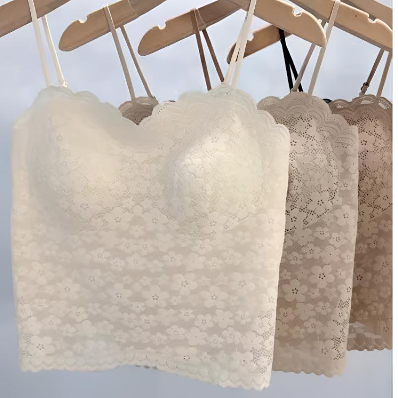 Women's Lace Camisole with Chest Pads and Elegant Back Design
