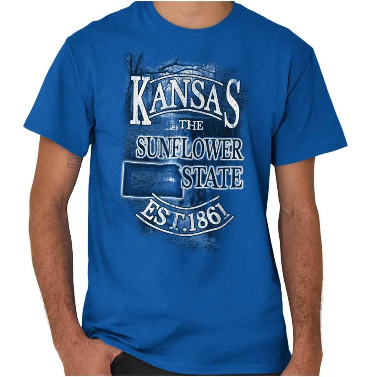 Kansas The Sunflower State Pride Map Tourist Womens or Mens Crewneck T Shirt Tee XXXL