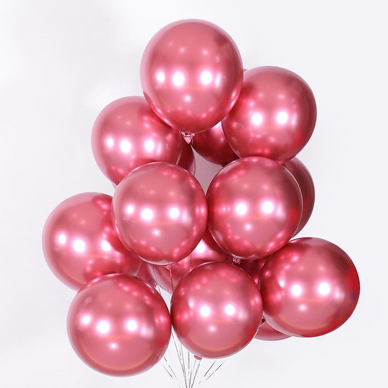 QAKGL 50 Pc Chrome Metal Color Party Decoration Balloons 12'' Latex Round Balloon Birthday Party Balloons Metallic