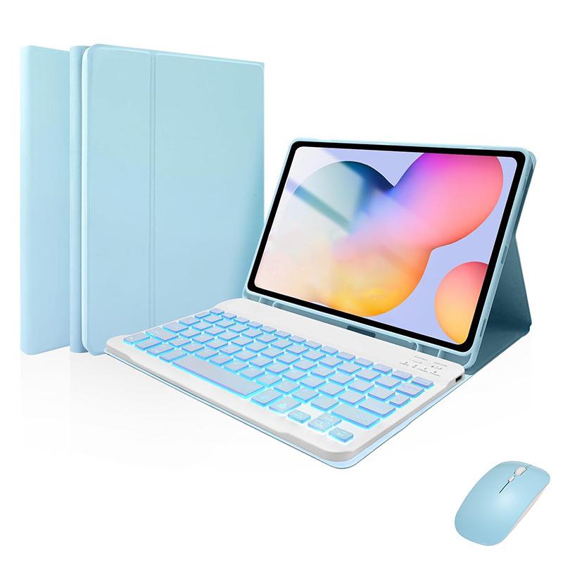 Compatible Protective Case with Seven-Color Backlit Detachable Bluetooth Keyboard for iPad Pro 11"/10.2", with Pen Slot.