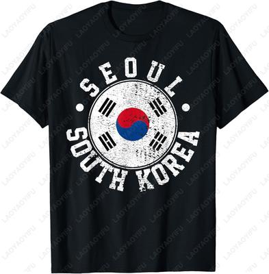 T-Shirt Seoul South Korea Tshirt for Men Print Casual Summer Cotton Breathable Pull On Oversized Graphic Top Short O-Neck