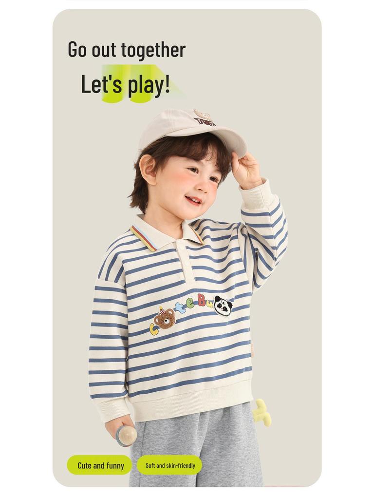 Kaka Panda Kids' Polo Neck Sweatshirt - Boys' and Girls' Spring & Autumn Top