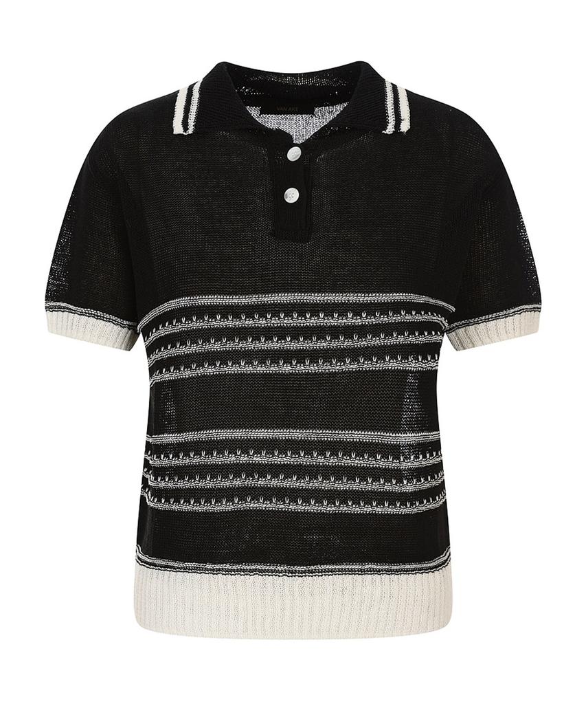 VANAKE Collared Short Sleeve Knit T-Shirt_Vb47Ktq307Z