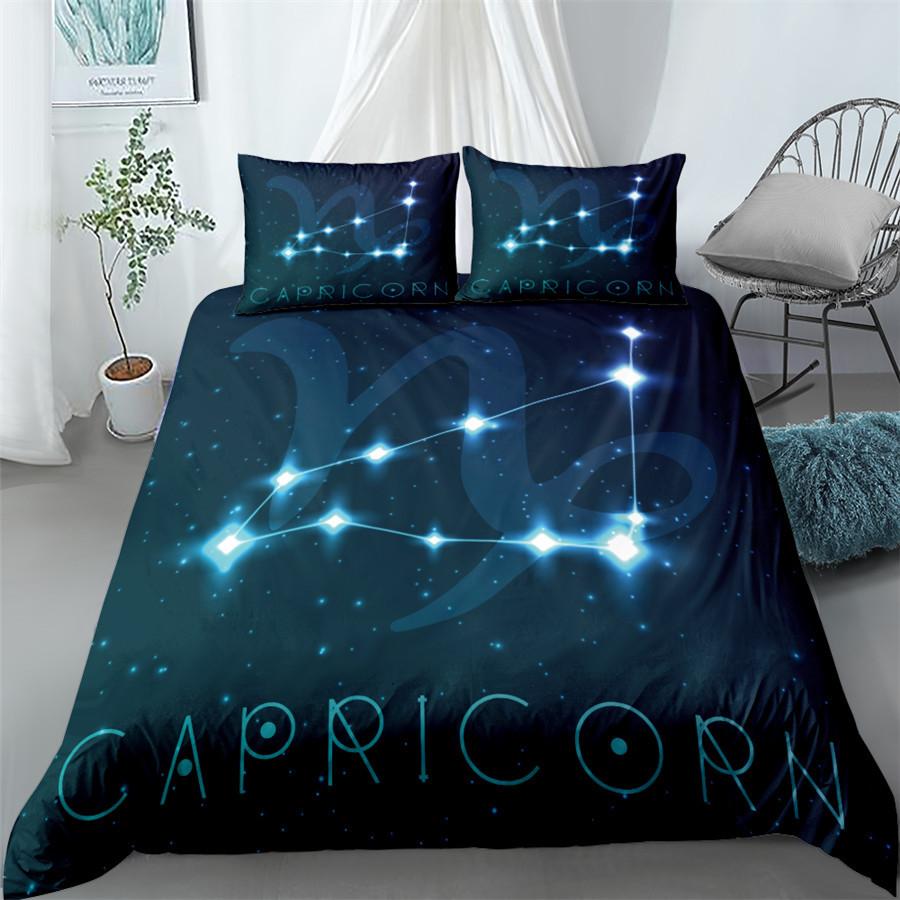 Skorpion Bettbezug Set 12 Sternbild Bettwäsche Set Weltraum Galaxie Sternenhimmel Polyester Bettdeckenbezug King Queen Größe