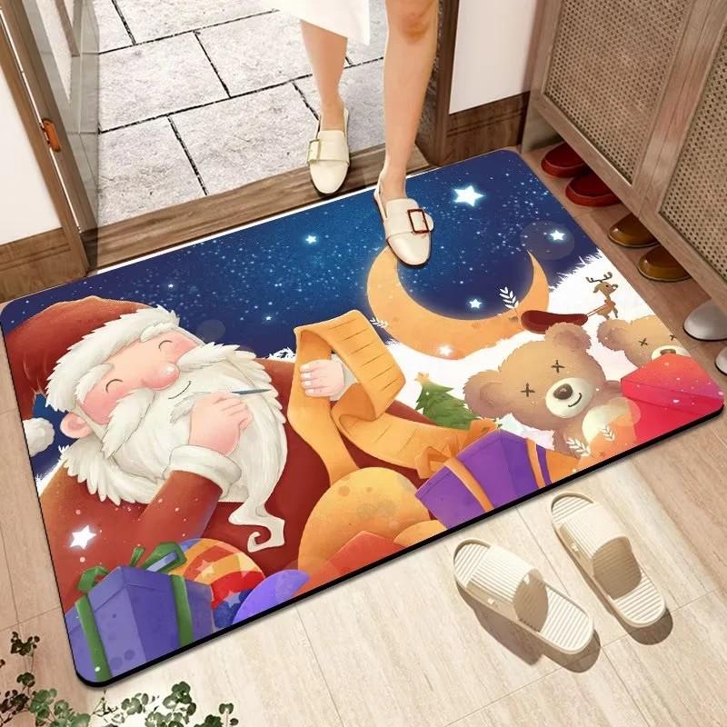Christmas Door Mat Entry Door Mat Home Festive Cartoon Mat Non-Slip