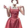 Sweet fake two-piece shirt strap dress children's summer college style bubble sleeve plaid skirt