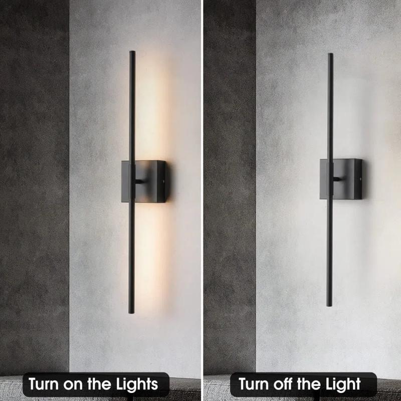 Wall Mounted Light Sconce Touch Switch Black Bedroom Hallway Living Room Indoor Lighting Lamp Wireless Rechargeable LED
