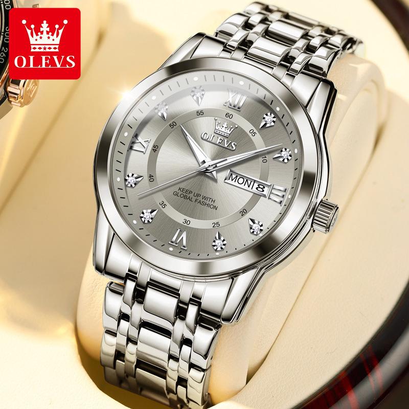 Oulishi Quartz Luminous Dual-Calendar Watches for Men and Kids