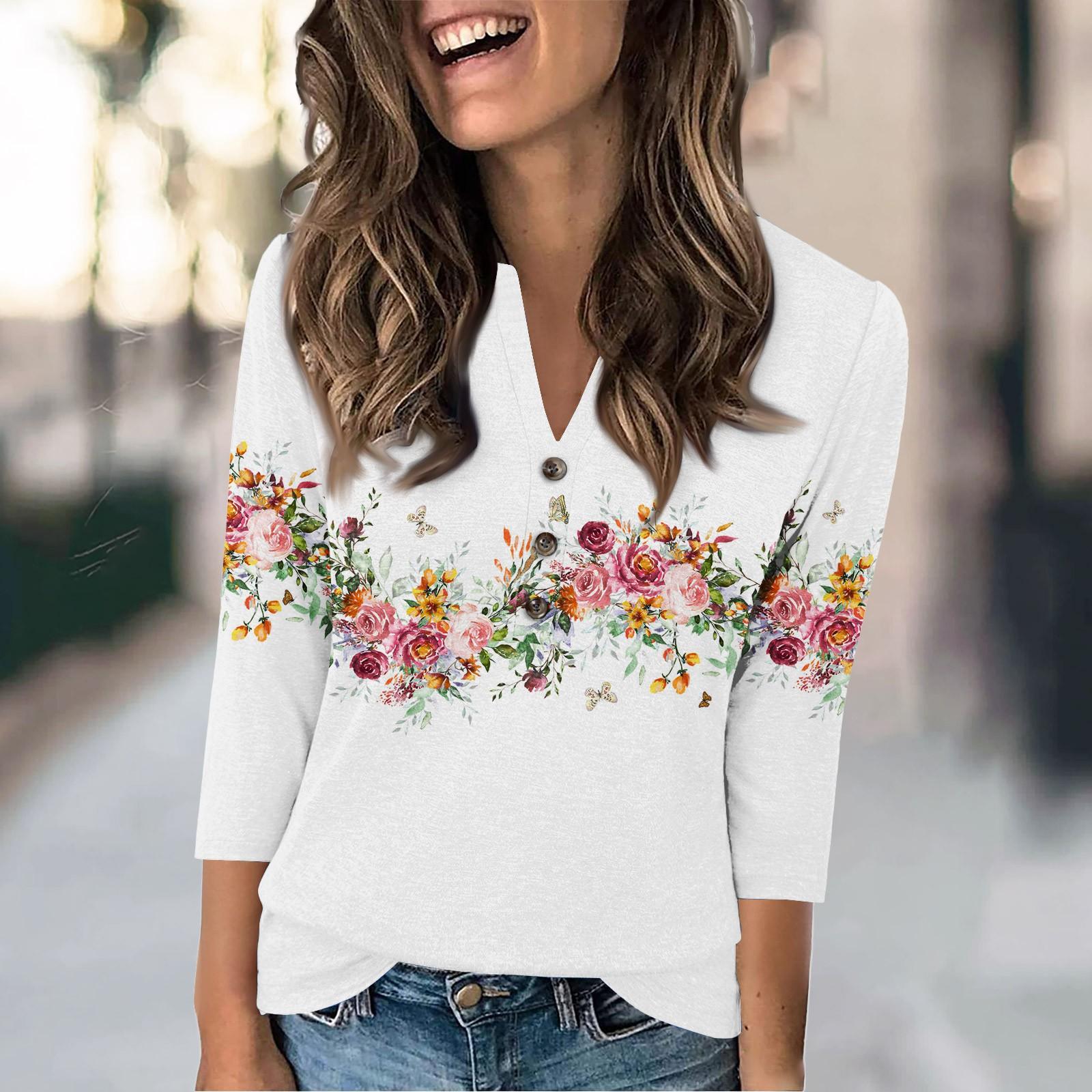 

Женская мода повседневный свободный топ с рукавом 3/4 и круглым вырезом XXXL