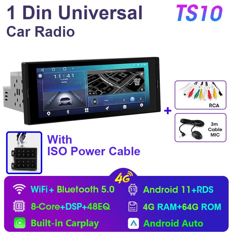 Universal 6.9" Car Radio 1 Din Android 10 Stereo Multimedia Video Player GPS Navigation Bluetooth 4G Carplay Auto IPS Screen DVD