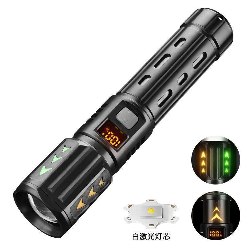 Telescopic Zoom LED Torch Multi-functional Digital Display Flashlight IPX4 Waterproof for Home Outdoor Night Fishing