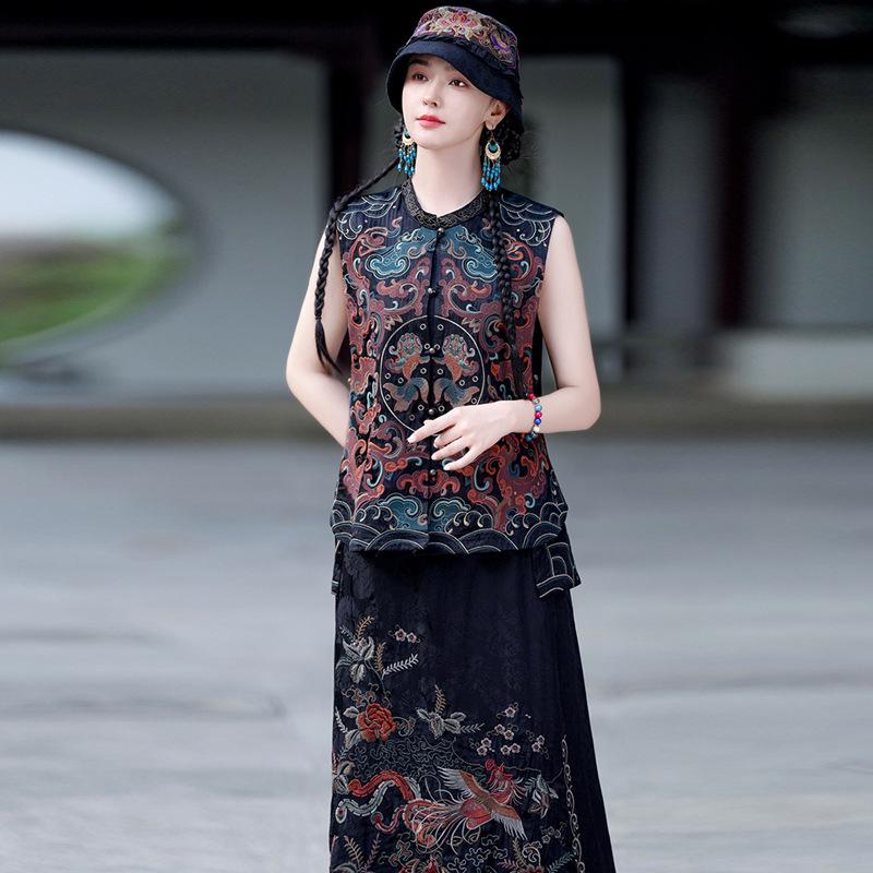 Women's Ethnic Style Heavy Embroidery Sleeveless Vest Jacket