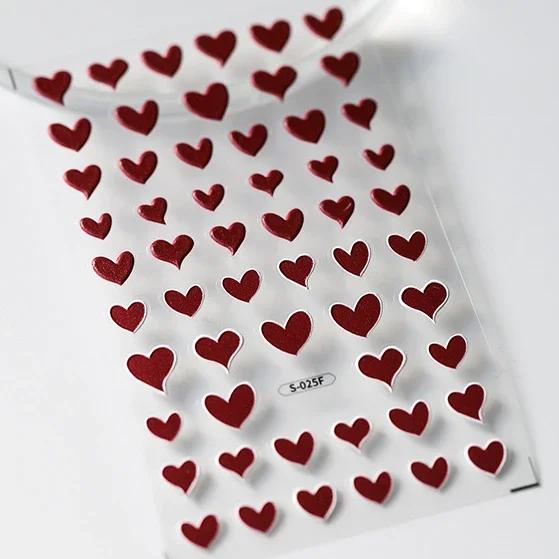 5D Love White English Letter Silver Jelly Nail Art Sticker Line Geometric Pattern Shape Romantic Delicate Manicure Decals