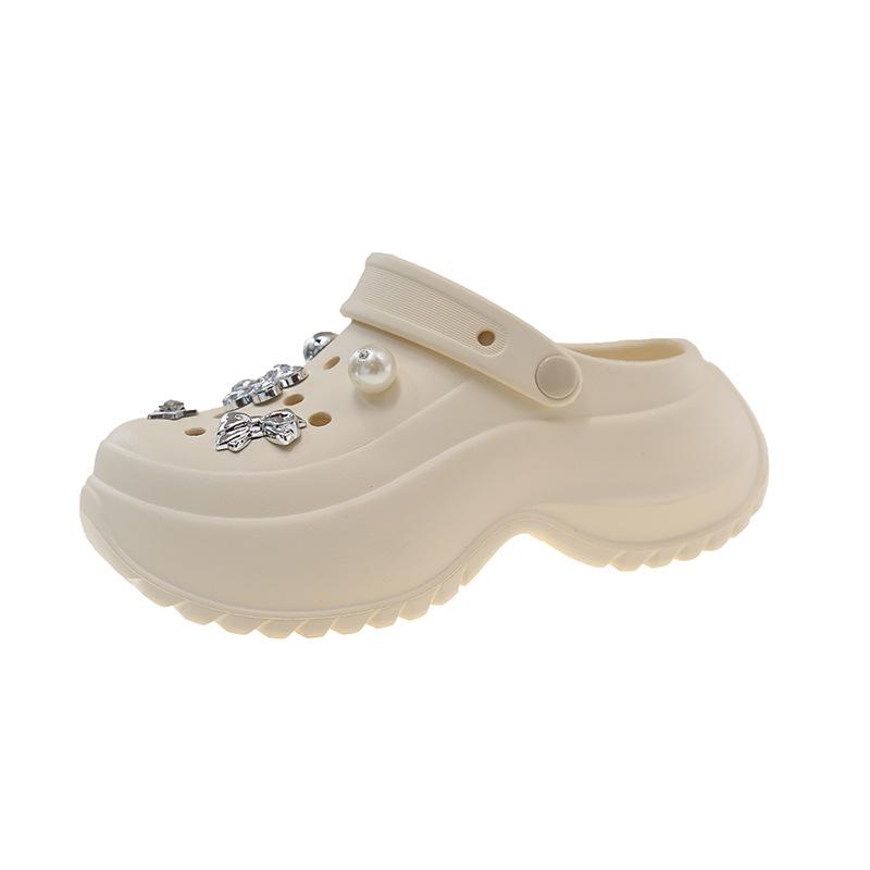 

Милые мультяшные наступающие на дерьмо ощущение дырявые туфли женские 2025 лето супер огонь постепенное изменение цвета толстая подошва увеличивающие рост пляжная сумка голова сандалии 35 хаки