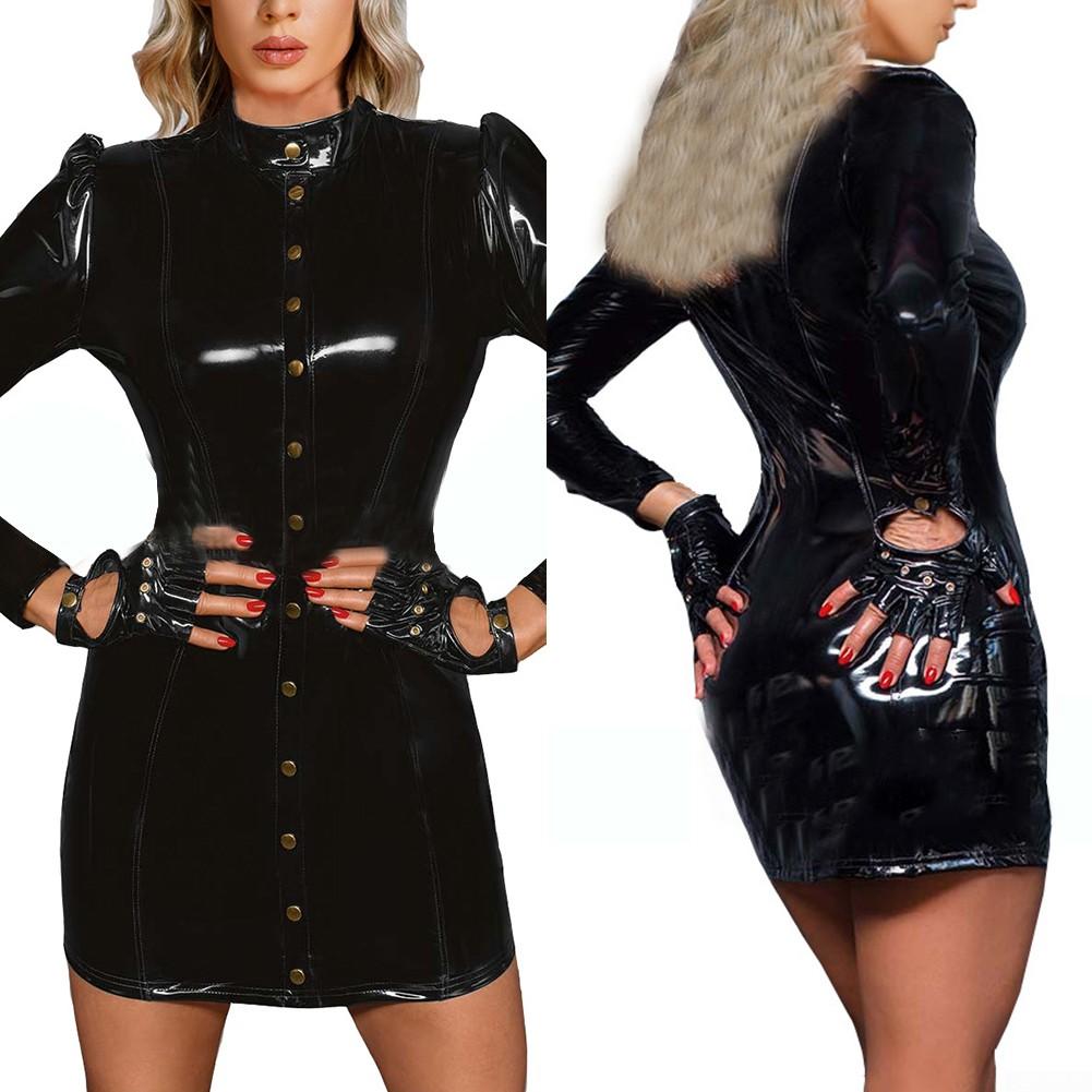 

Нижнее белье с длинным рукавом Лакированная кожа Сексуальное нижнее белье мокрый взгляд