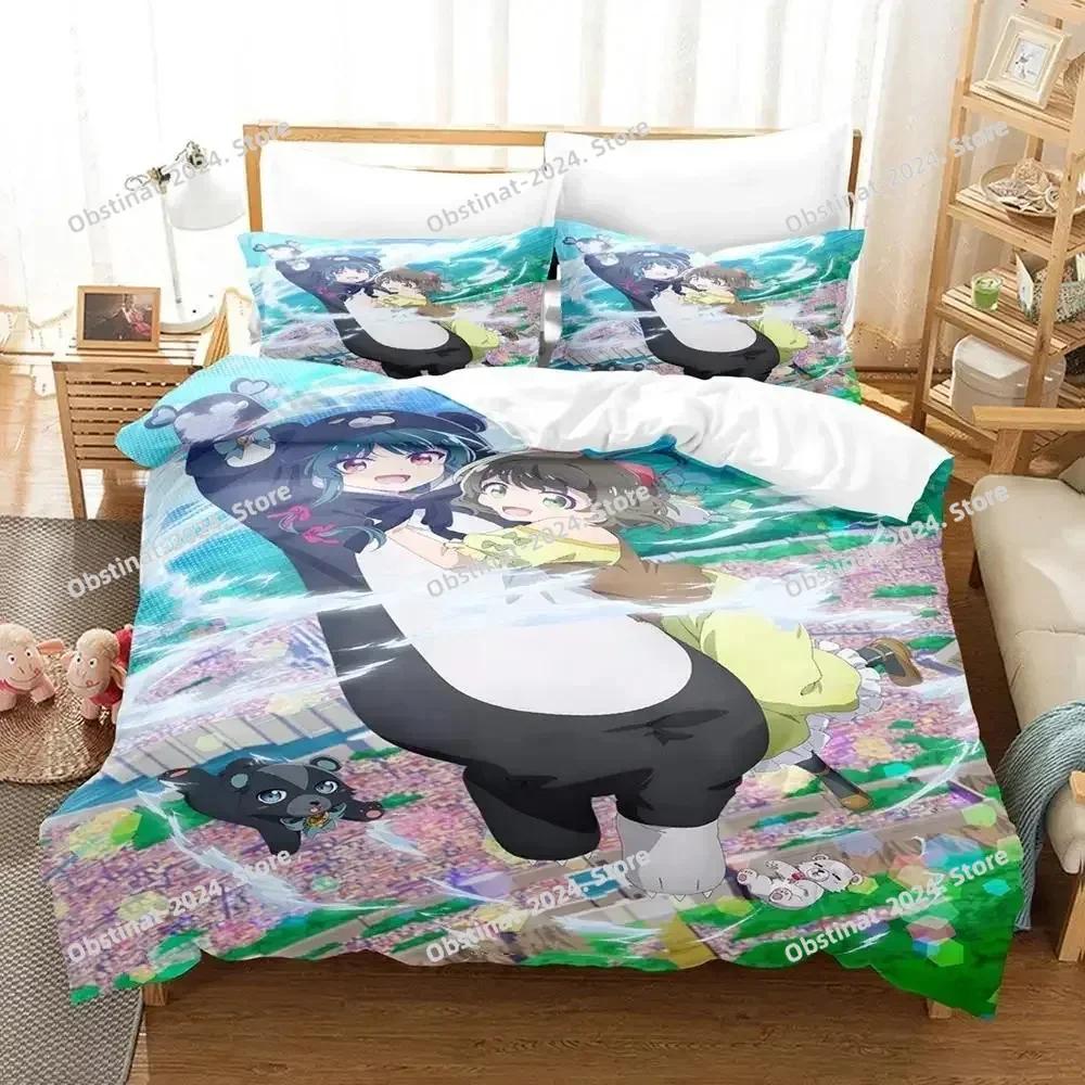 New Kawaii Anime Kuma Kuma Kuma Bear Bedding Set Print With Pillowcase Bed Duvet Cover Soft Single Double Queen Super King Size