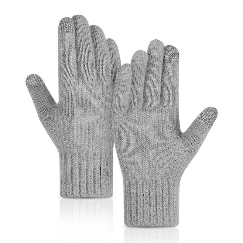 Men's Winter Touchscreen Cycling Gloves - Warm Fleece-lined Alpaca Wool Knit