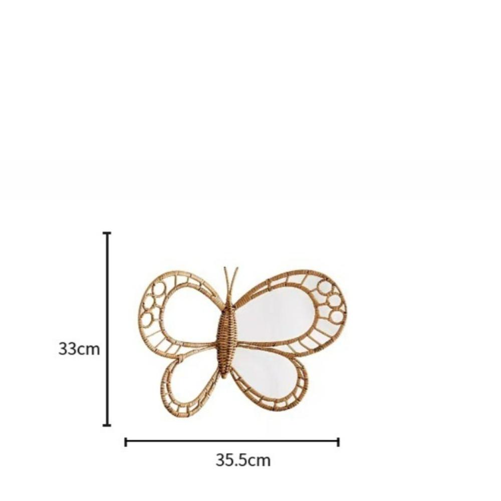 Nordic Rattan Butterfly Wall Decor Ornaments Handmade Woven Butterfly Craftwork Room Decorations Pastoral Home Decor Photo Props