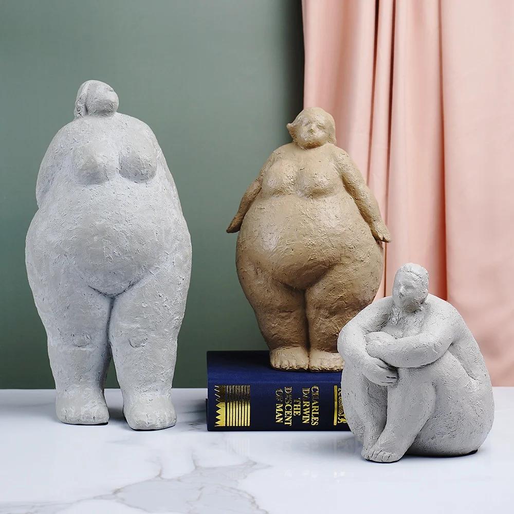 Resin Handicraft Yoga for Fat Women Artificial Figure Sculpture Abstract Body Figurines Home Decoration Accessories